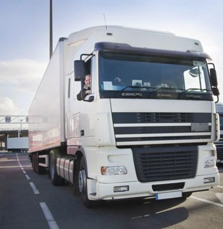 HGV and driver at terminal
