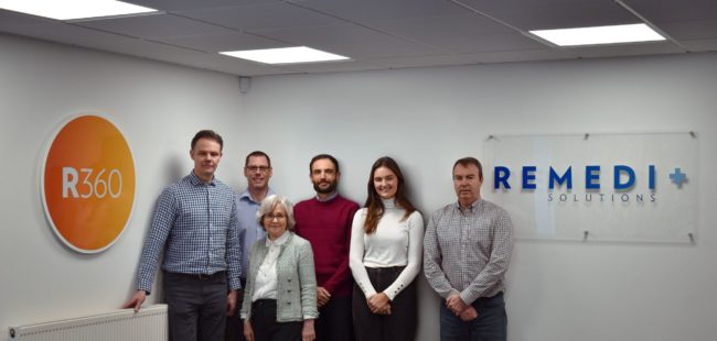 L-R) Andy Farr, Kevin Brownsword, Chris de Vincentis, Ailsa Black, Kenny Black and front row, Mary Hough