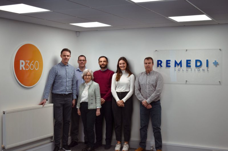 L-R) Andy Farr, Kevin Brownsword, Chris de Vincentis, Ailsa Black, Kenny Black and front row, Mary Hough